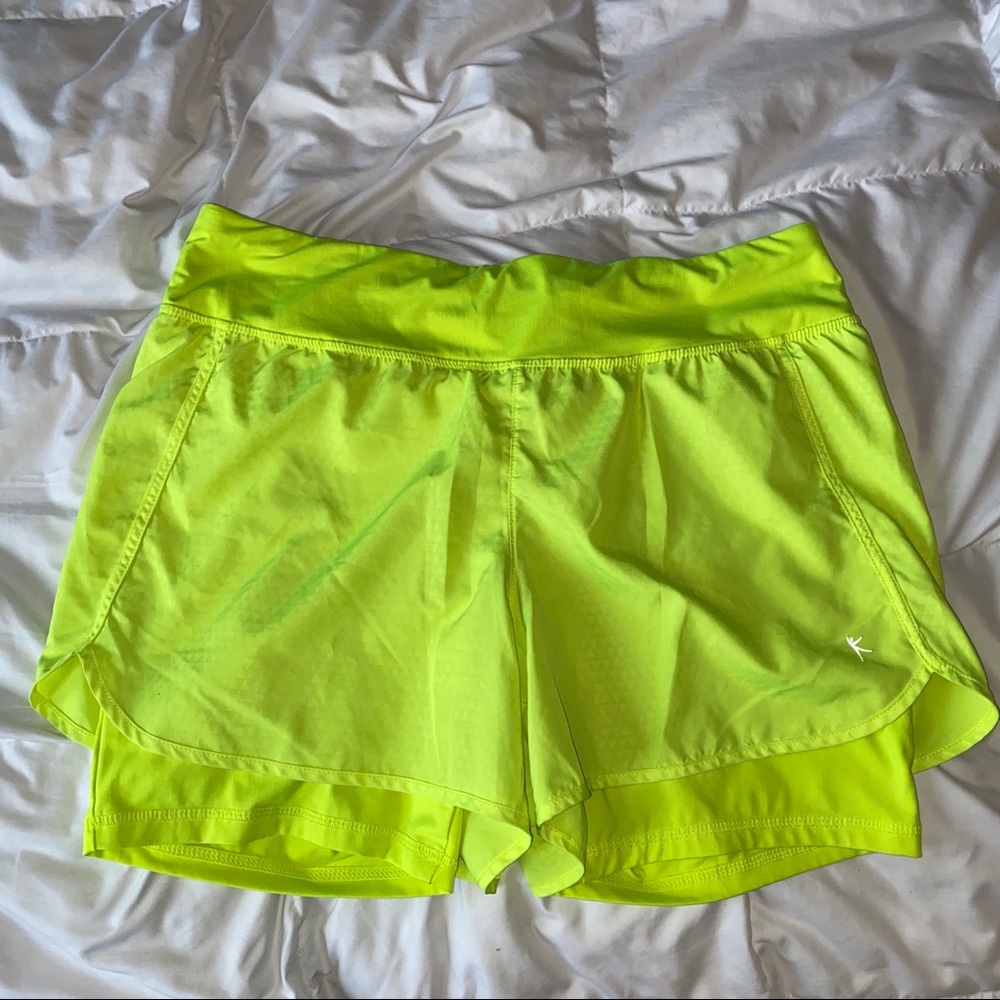 Danskin neon green running shorts L